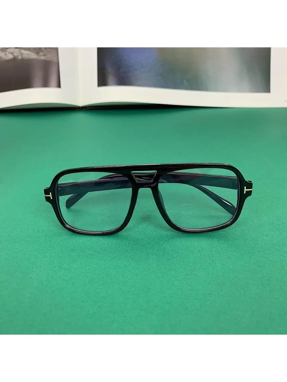 Vintage 90s style Black square frame glasses with clear 55mm lens. Unisex